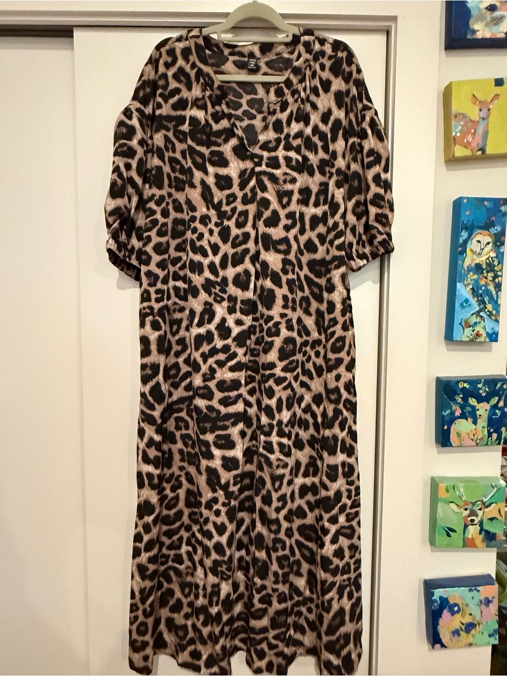SHEIN Leopard Print Maxi Dress in Tan and Black